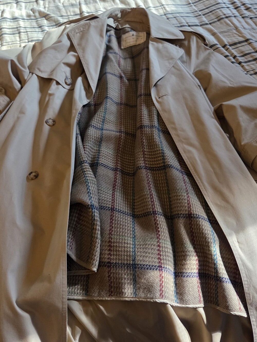 London Fog Towne Women's Beige Trench Coat with Checked Lining